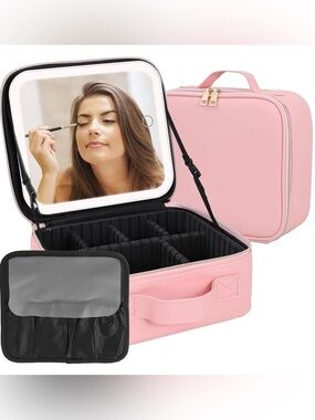 Thinkspace Beauty Travel Makeup Bag With Light Up Led Mirror Portable